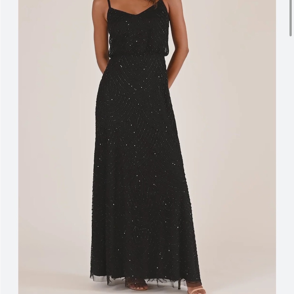 NWT Adrianna Papell black metallic women’s dress gown size 14